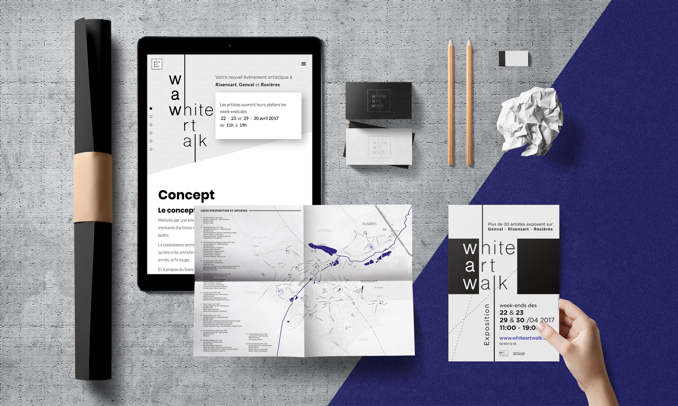 WAW - White art walk – Création de l'identité graphique de l'événement et réalisation du site Webflow – Parcours d'artiste de Rixensart