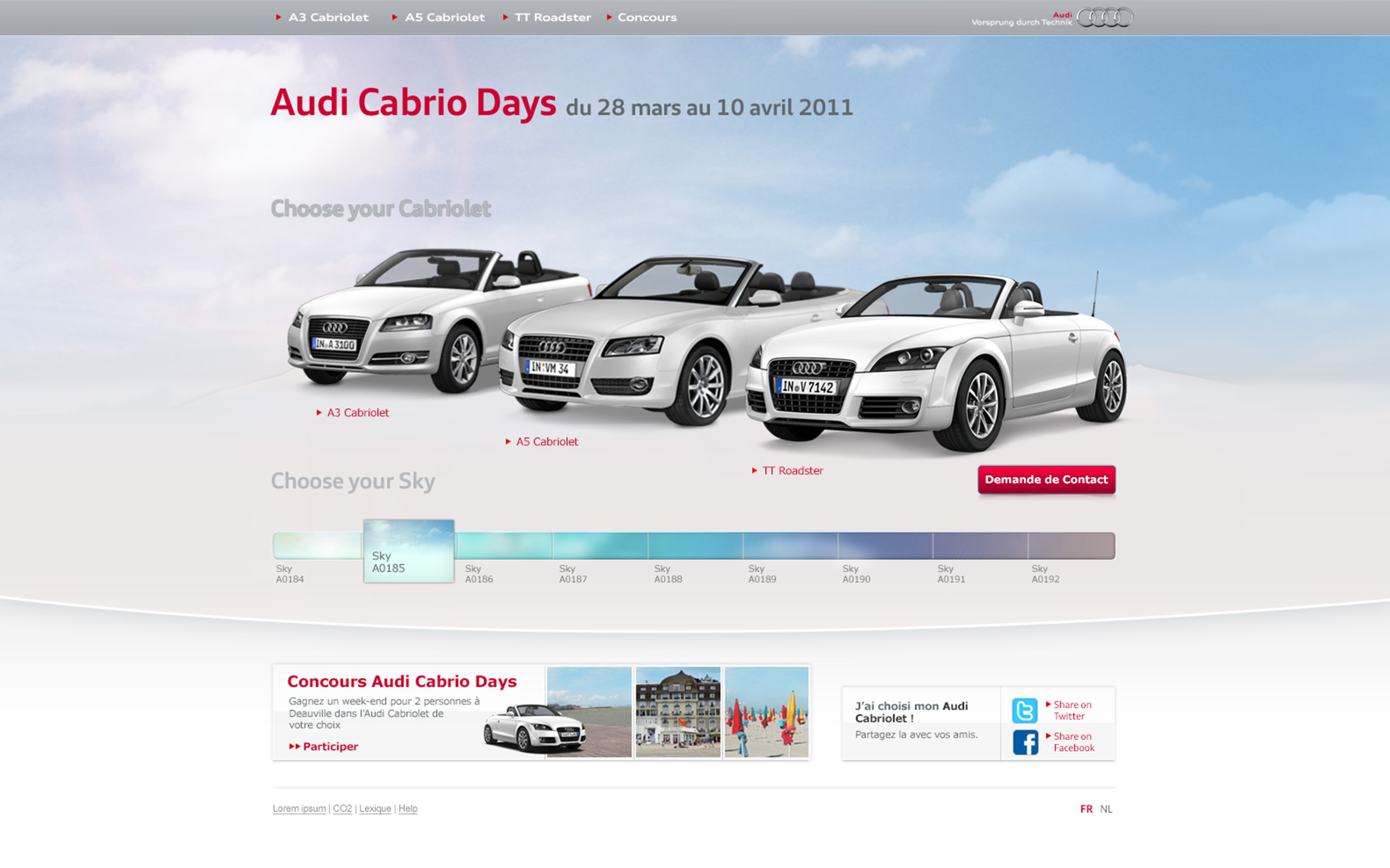Audi Cabrio Days – Design d'un minisite promotionnel pour la marque Audi (D'Ieteren)