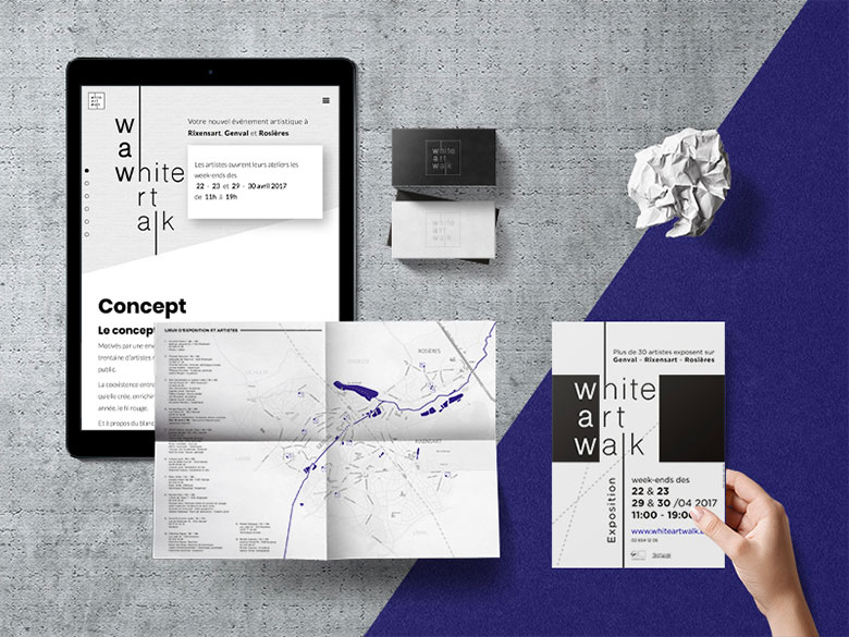 WAW - White art walk – Création de l'identité graphique de l'événement et réalisation du site Webflow – Parcours d'artiste de Rixensart