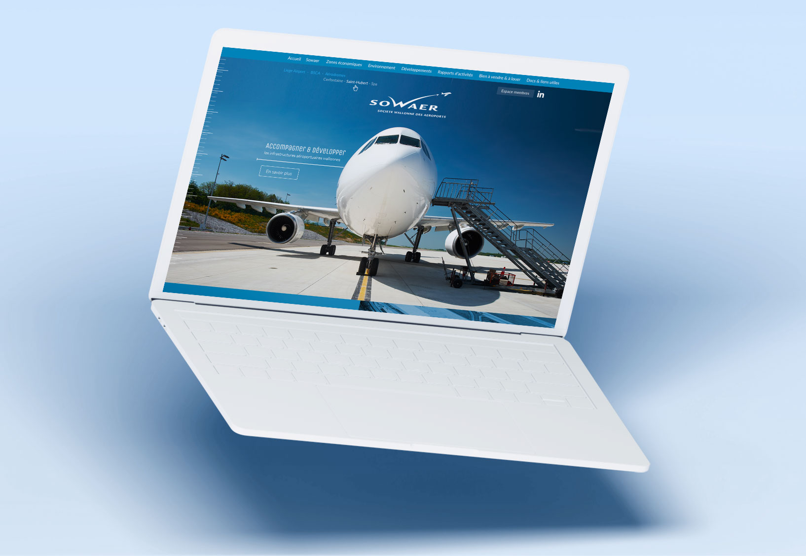 Sowaer – Société Wallonne des aéroports – Réalisations de quelques pages interne pour HungryMinds